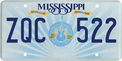 MS license plate ZQC522