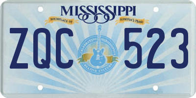 MS license plate ZQC523