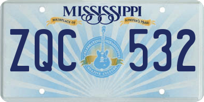 MS license plate ZQC532