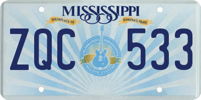 MS license plate ZQC533