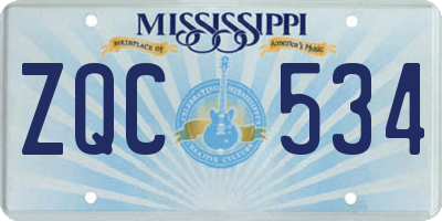 MS license plate ZQC534