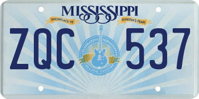 MS license plate ZQC537