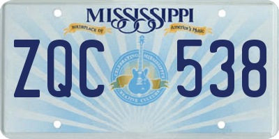 MS license plate ZQC538