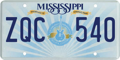 MS license plate ZQC540
