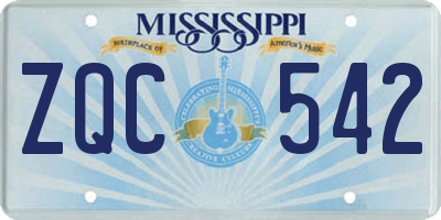 MS license plate ZQC542