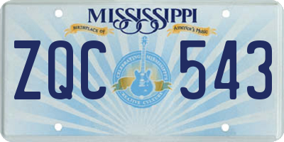MS license plate ZQC543