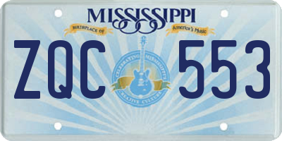 MS license plate ZQC553