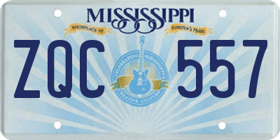 MS license plate ZQC557