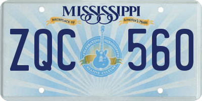 MS license plate ZQC560