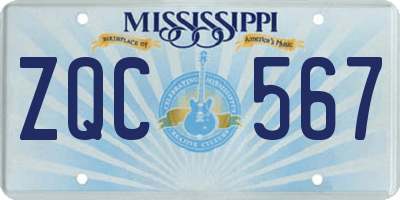 MS license plate ZQC567