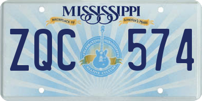 MS license plate ZQC574