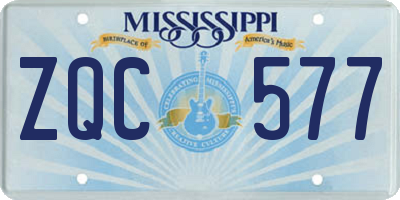 MS license plate ZQC577