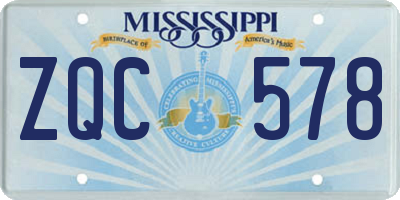 MS license plate ZQC578