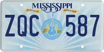 MS license plate ZQC587