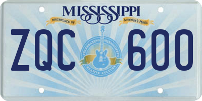 MS license plate ZQC600