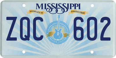 MS license plate ZQC602