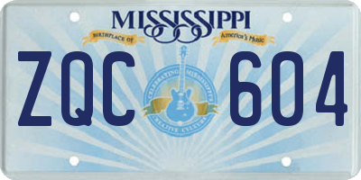 MS license plate ZQC604