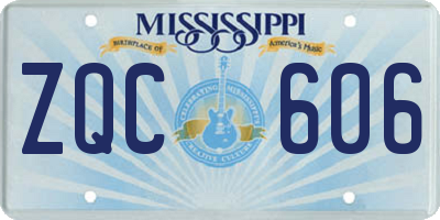 MS license plate ZQC606