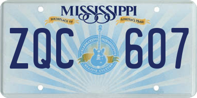 MS license plate ZQC607