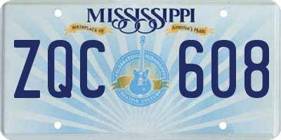 MS license plate ZQC608