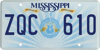 MS license plate ZQC610