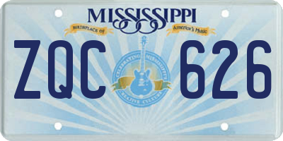 MS license plate ZQC626