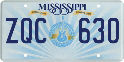 MS license plate ZQC630