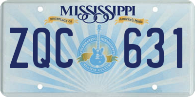 MS license plate ZQC631