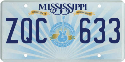MS license plate ZQC633