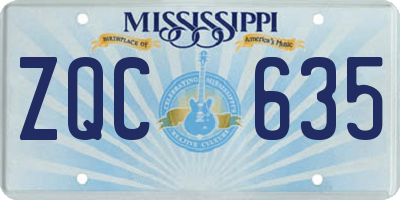 MS license plate ZQC635