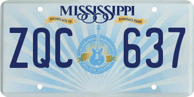 MS license plate ZQC637