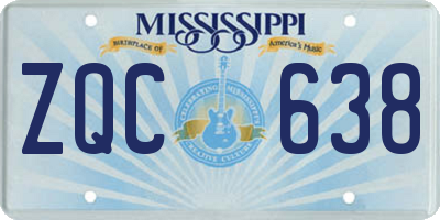 MS license plate ZQC638