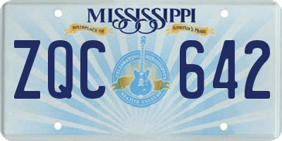 MS license plate ZQC642