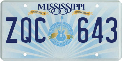 MS license plate ZQC643