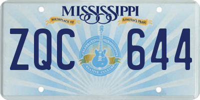 MS license plate ZQC644