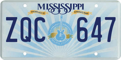 MS license plate ZQC647