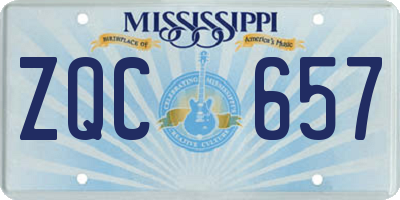 MS license plate ZQC657