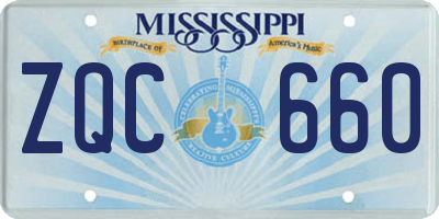 MS license plate ZQC660