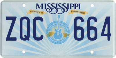 MS license plate ZQC664