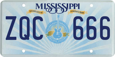 MS license plate ZQC666