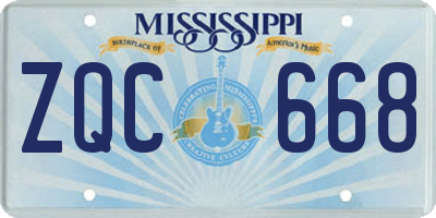 MS license plate ZQC668