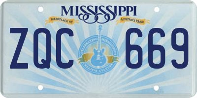 MS license plate ZQC669