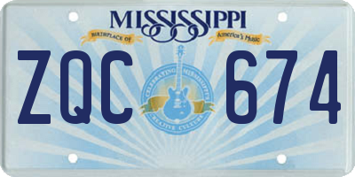 MS license plate ZQC674