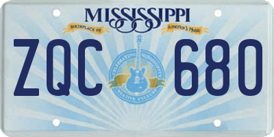 MS license plate ZQC680