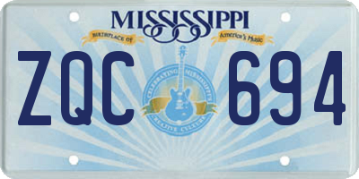 MS license plate ZQC694