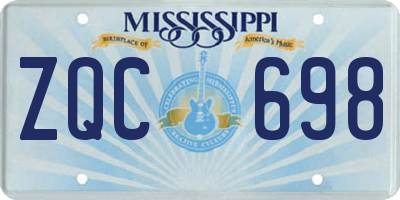 MS license plate ZQC698