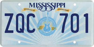MS license plate ZQC701