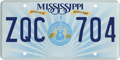 MS license plate ZQC704