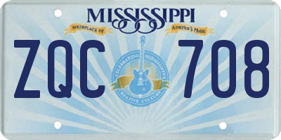 MS license plate ZQC708