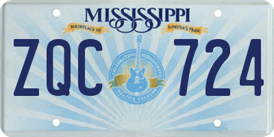 MS license plate ZQC724